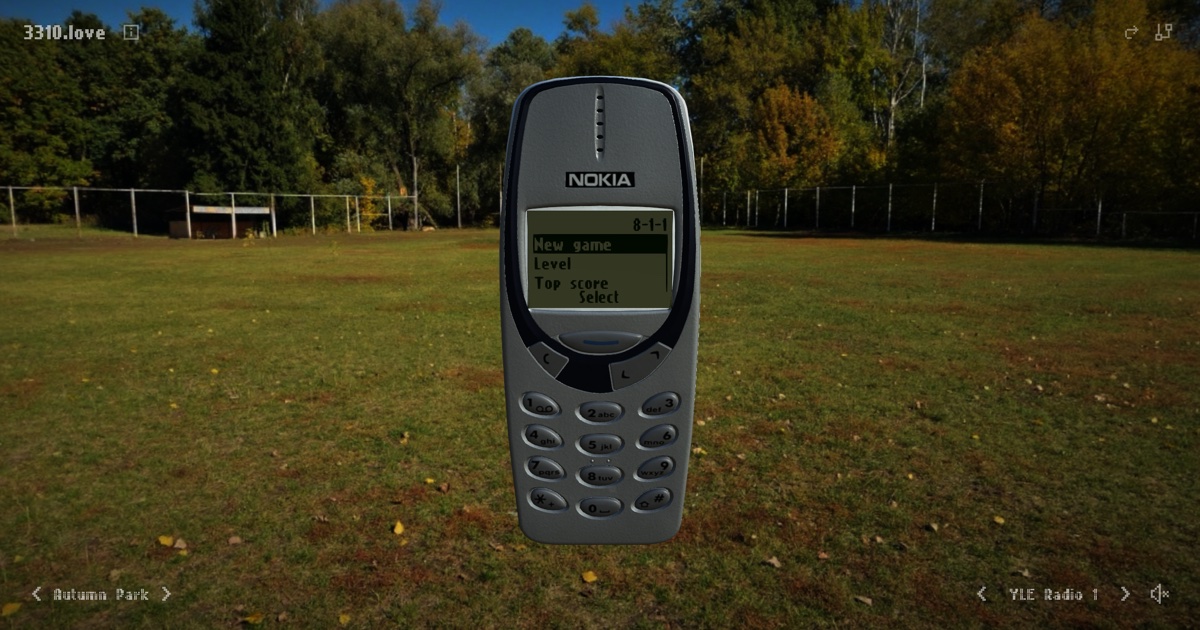 Radio playing on autumn park