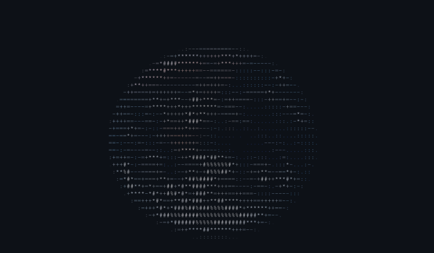 Earth rendered in ASCII